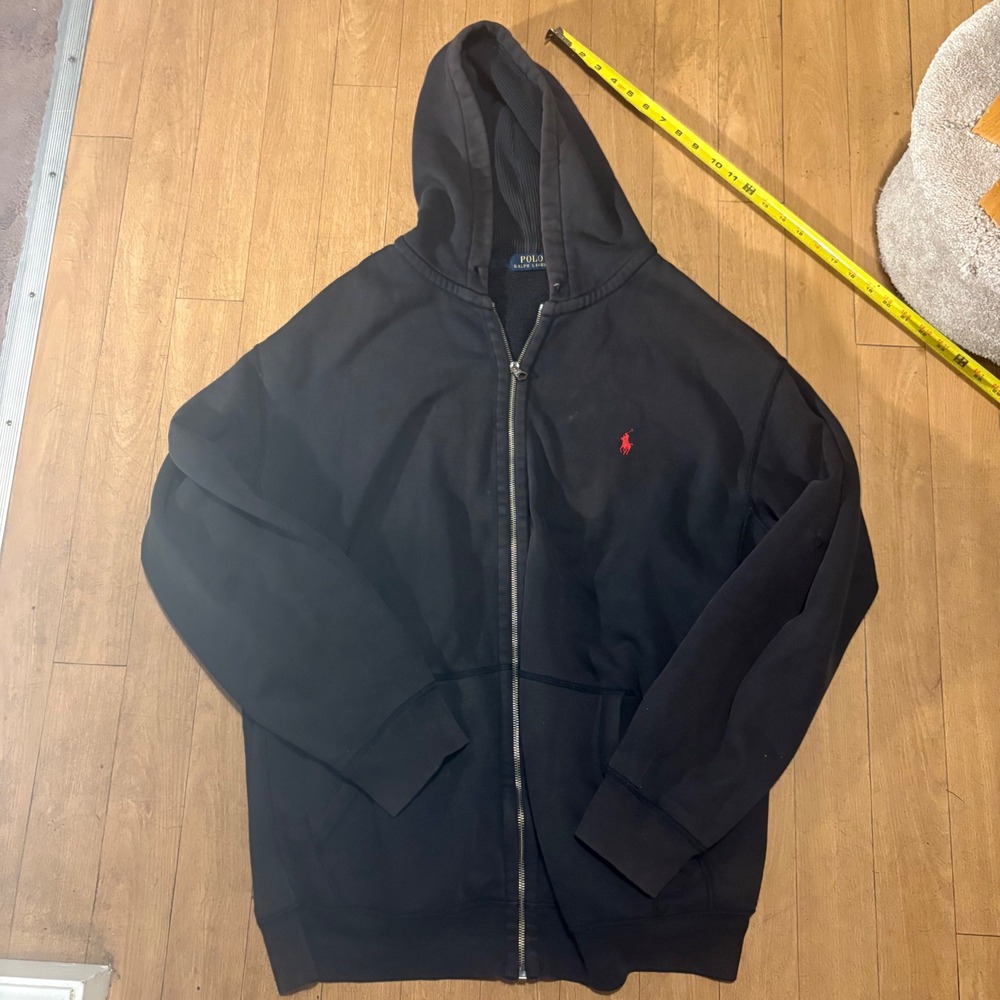 Polo Ralph Lauren Full Zip Hoodie Black Red Pony Big & Tall 2XLT